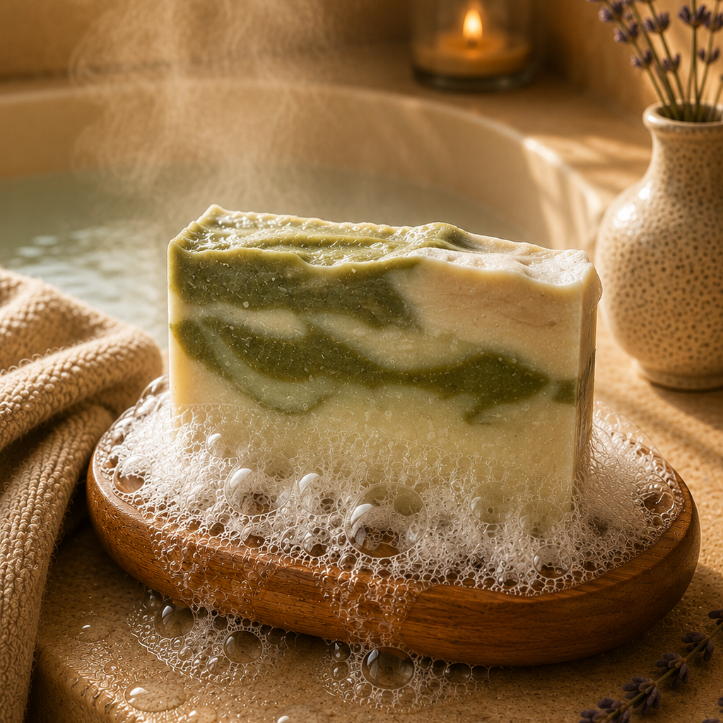 Natural Soap Green Clay & Mint Bar